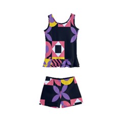 Summer Mosaic Print Kids  Boyleg Swimsuit