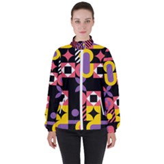 Summer Mosaic Print Women s High Neck Windbreaker by designsbymallika