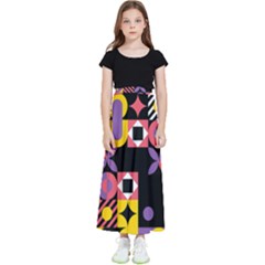 Summer Mosaic Print Kids  Flared Maxi Skirt