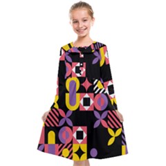 Summer Mosaic Print Kids  Midi Sailor Dress by designsbymallika