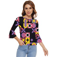 Summer Mosaic Print Bell Sleeve Top