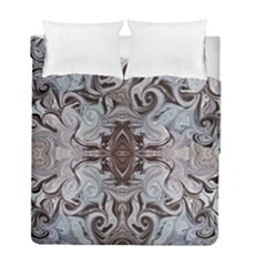 Turquoise Black Arabesque Repeats Duvet Cover Double Side (full/ Double Size) by kaleidomarblingart