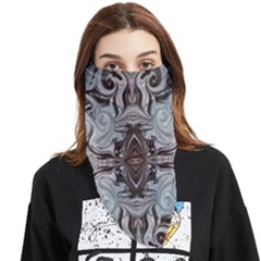 Turquoise Black Arabesque Repeats Face Covering Bandana (triangle)