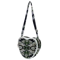 White Bush Repeats Heart Shoulder Bag by kaleidomarblingart