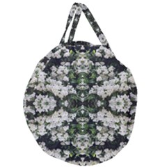 White Bush Repeats Giant Round Zipper Tote by kaleidomarblingart