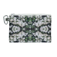 White Bush Repeats Canvas Cosmetic Bag (large) by kaleidomarblingart