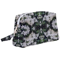 White Bush Repeats Wristlet Pouch Bag (large) by kaleidomarblingart