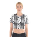 Stripes Black White Pattern Cotton Crop Top View1