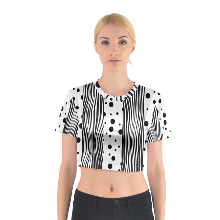 Stripes Black White Pattern Cotton Crop Top