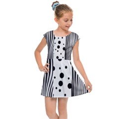 Stripes Black White Pattern Kids  Cap Sleeve Dress by designsbymallika