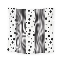 Stripes Black White Pattern Square Tapestry (small) by designsbymallika