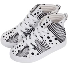 Stripes Black White Pattern Kids  Hi-top Skate Sneakers by designsbymallika