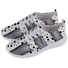 Stripes Black White Pattern Men s Lightweight Sports Shoes by designsbymallika