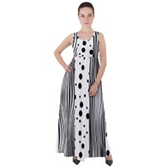 Stripes Black White Pattern Empire Waist Velour Maxi Dress by designsbymallika