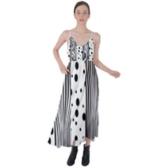 Stripes Black White Pattern Tie Back Maxi Dress by designsbymallika