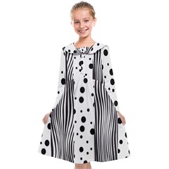 Stripes Black White Pattern Kids  Midi Sailor Dress by designsbymallika