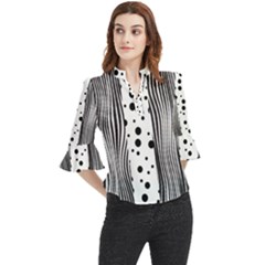 Stripes Black White Pattern Loose Horn Sleeve Chiffon Blouse