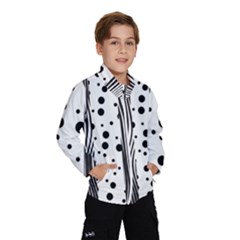 Stripes Black White Pattern Kids  Windbreaker by designsbymallika