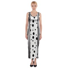 Stripes Black White Pattern Fitted Maxi Dress by designsbymallika