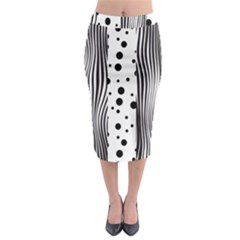 Stripes Black White Pattern Midi Pencil Skirt by designsbymallika