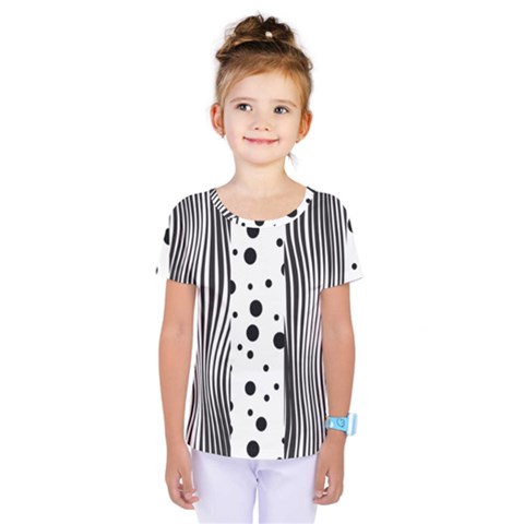 Stripes Black White Pattern Kids  One Piece Tee by designsbymallika