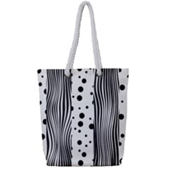 Stripes Black White Pattern Full Print Rope Handle Tote (small) by designsbymallika