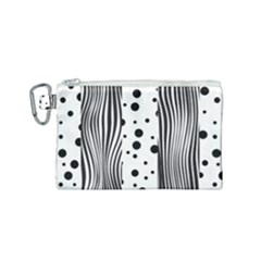 Stripes Black White Pattern Canvas Cosmetic Bag (small) by designsbymallika