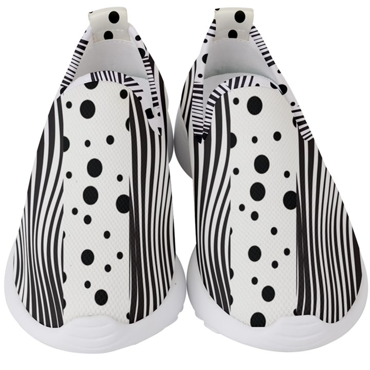 Stripes Black White Pattern Kids  Slip On Sneakers