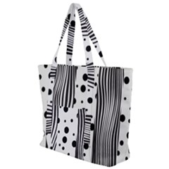 Stripes Black White Pattern Zip Up Canvas Bag by designsbymallika