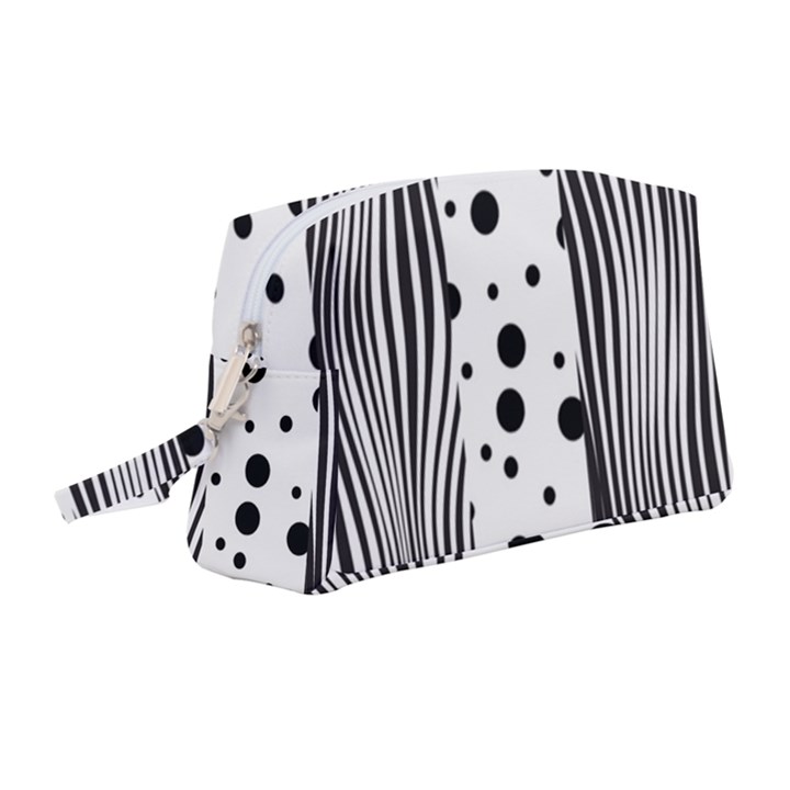 Stripes Black White Pattern Wristlet Pouch Bag (Medium)