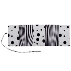 Stripes Black White Pattern Roll Up Canvas Pencil Holder (m) by designsbymallika