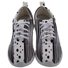 Stripes Black White Pattern Mens Athletic Shoes by designsbymallika