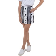 Stripes Black White Pattern Kids  Tennis Skirt by designsbymallika