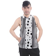 Stripes Black White Pattern Men s Sleeveless Hoodie by designsbymallika