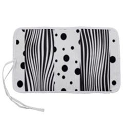 Stripes Black White Pattern Pen Storage Case (m) by designsbymallika