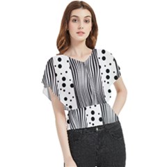 Stripes Black White Pattern Butterfly Chiffon Blouse