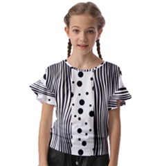 Stripes Black White Pattern Kids  Cut Out Flutter Sleeves by designsbymallika