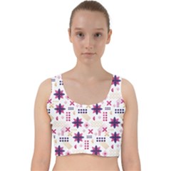 Minimal Floral Pattern Velvet Racer Back Crop Top by designsbymallika