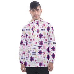 Minimal Floral Pattern Men s Front Pocket Pullover Windbreaker by designsbymallika