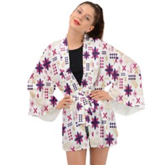 Minimal Floral Pattern Long Sleeve Kimono by designsbymallika