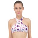 Minimal Floral Pattern High Neck Bikini Top View1