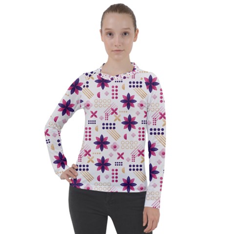 Minimal Floral Pattern Women s Pique Long Sleeve Tee by designsbymallika