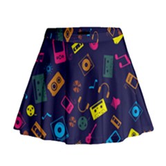 Seamless Musical Pattern Mini Flare Skirt by designsbymallika