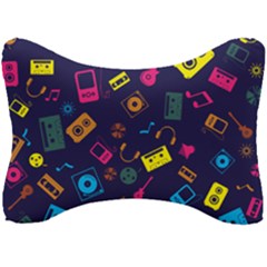 Seamless Musical Pattern Seat Head Rest Cushion by designsbymallika