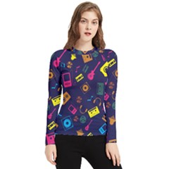 Seamless Musical Pattern Women s Long Sleeve Rash Guard by designsbymallika