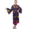 Seamless Musical Pattern Maxi Velour Kimono View1