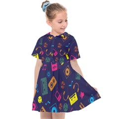 Seamless Musical Pattern Kids  Sailor Dress by designsbymallika