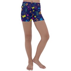 Seamless Musical Pattern Kids  Lightweight Velour Yoga Shorts by designsbymallika