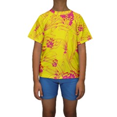 Floral Abstract Pattern Kids  Short Sleeve Swimwear by designsbymallika