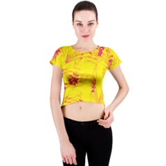 Floral Abstract Pattern Crew Neck Crop Top by designsbymallika